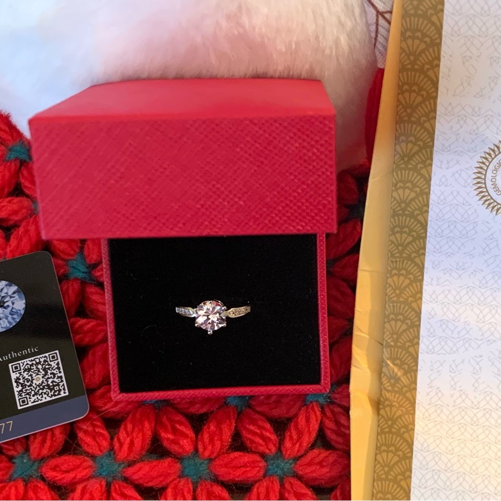 1.0 CT Round GRA Certified Adjustable Moissanite Wedding Engagement Ring .925